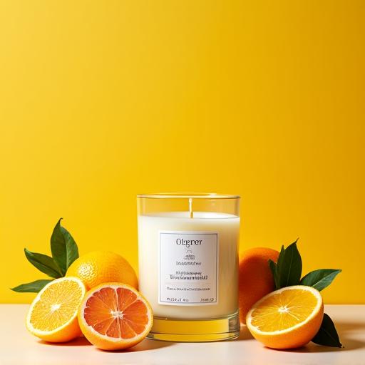 Bougie de la Collection Hespéridée avec des agrumes frais.